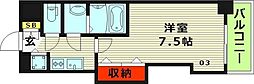 Luxe都島III 6階1Kの間取り