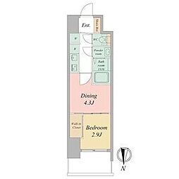 セレニテ東梅田アリエ 15階2Kの間取り
