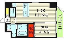 プレジオ都島本通 1LDKの間取図画像