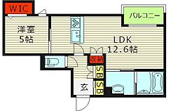 内代レジデンスサウス 1LDKの間取図画像