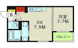 Zcourt京橋 4階1LDKの間取り