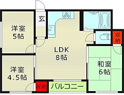 レジデンス野江 3LDKの間取図画像