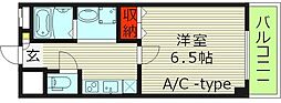ロイヤルクイーンズパーク関目 1Kの間取図画像