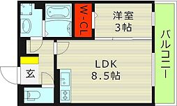 ハナミズキ 1LDKの間取図画像