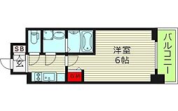 エスリード ザ・カレント大阪 1Kの間取図画像
