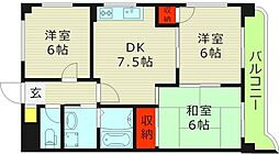 鶴見緑地ハイツ2番館 3DKの間取図画像