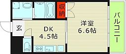 ヒットメゾン大智 1DKの間取図画像