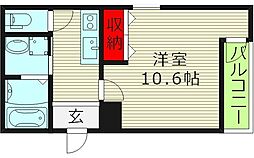 フジパレス城東諏訪ノース1番館 1Kの間取図画像