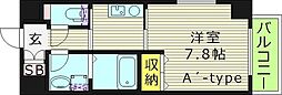 クレール高殿ラクラス高殿 1Kの間取図画像