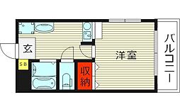 クレール・キリヤマ 1Kの間取図画像