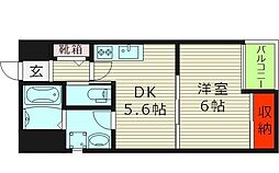 LuXe片町 1DKの間取図画像