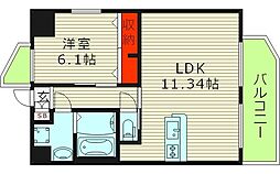 プレジオ都島ASIAN 1LDKの間取図画像