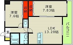 クレール新森 2LDKの間取図画像