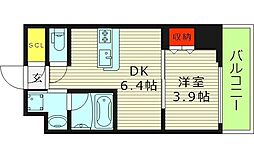 ヴィーナス今里 1DKの間取図画像