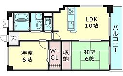 ライフ野江 2LDKの間取図画像
