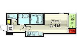 ハーモニーテラスアーバンヒルズ城北 ワンルームの間取図画像