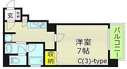 アクティコートクリスタル 1Kの間取図画像