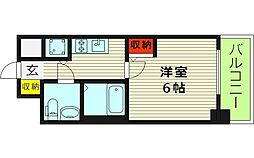 エスリード大阪城 1Kの間取図画像