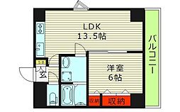 グランデージ新深江 1LDKの間取図画像