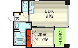 リヴクレール鴫野 1LDKの間取図画像