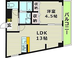 コーエイハイツ 1LDKの間取図画像