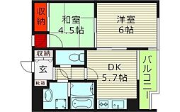 グランピアイクヤマ 2DKの間取図画像