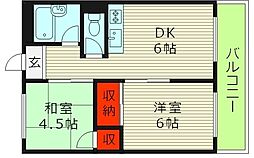 センチュリー鶴見 2DKの間取図画像