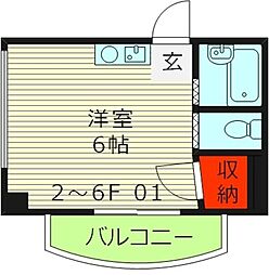 有馬パレス千林 ワンルームの間取図画像