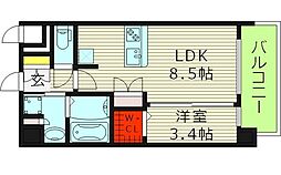 プレリス鶴見緑地グランガーデリア 1LDKの間取図画像