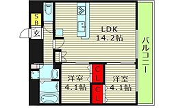プレリス鶴見緑地グランガーデリア 2LDKの間取図画像