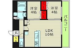 プレリス鶴見緑地グランガーデリア 2LDKの間取図画像