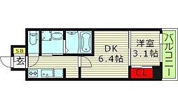メイクス大阪鶴見 1DKの間取図画像