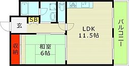 吉田マンション 1LDKの間取図画像