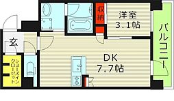 T・missionINCRYSTALOSAKA 1DKの間取図画像