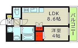 エスリードレジデンス大阪谷町ザ・マークス 1LDKの間取図画像