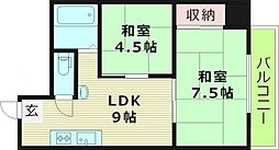田中マンション 2LDKの間取図画像