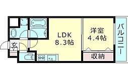 プレジオ都島 1LDKの間取図画像