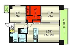 クレリア新深江 2LDKの間取図画像