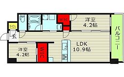 スプランディッド城東関目 2LDKの間取図画像
