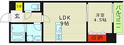 ドゥエリング森小路 1LDKの間取図画像