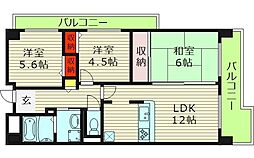 ヴィザージュ鶴見緑地 3LDKの間取図画像