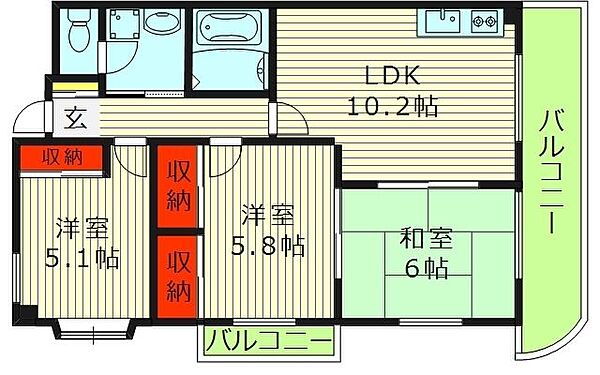 インディペンデンスハイツ ｜大阪府大阪市都島区毛馬町３丁目(賃貸マンション3LDK・5階・60.15㎡)の写真 その2