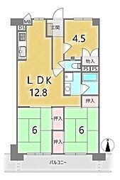 京都堀川グランドハイツ 3LDKの間取図画像