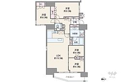 リバーガーデン四天王寺 4LDKの間取図画像