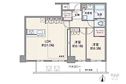 グランドメゾン新梅田タワー 2LDKの間取図画像