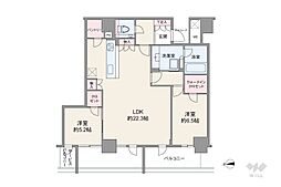 シエリアタワー大阪堀江 2LDKの間取図画像
