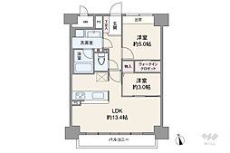 アービング谷町高津公園 2LDKの間取図画像