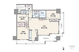 プレステージ四天王寺ラフィース 2SLDKの間取図画像