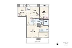 ジオ天六ツインタワーズウエストタワー 3LDKの間取図画像