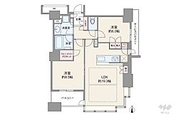 ブランズタワー南堀江 2LDKの間取図画像